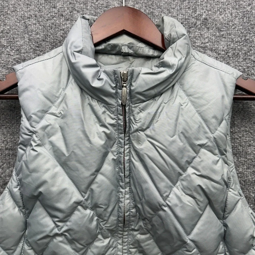 Eddie Bauer Premium Goose Down Vest Womens S Gray‎ Quilted Full Zip Outdoor